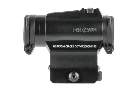 Holosun's HE515GM Elite microdot sight features flip-up lens coversand shielded adjustment knobs